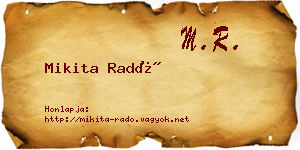 Mikita Radó névjegykártya